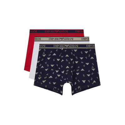 Giorgio Armani Emporio Armanivoor mannen. EM000371_AF20669 Set 3 Boxershorts Navy, rood, witte band (L), Homewear, Katoen, Marineblauw Giorgio Armani Emporio Armanivoor mannen. EM000371_AF20669 Set 3 Boxershorts Navy, rood, witte band (L), Homewear, Katoen, Marineblauw