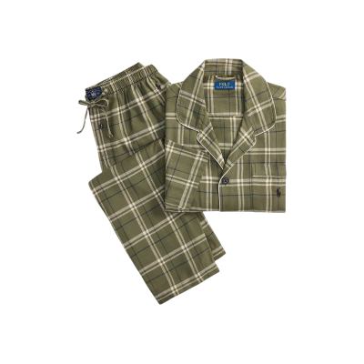Polo Ralph Laurenvoor mannen. 714754038500 Groene geruite flanellen pyjama (M), Homewear, Katoen, Lange mouwen Polo Ralph Laurenvoor mannen. 714754038500 Groene geruite flanellen pyjama (M), Homewear, Katoen, Lange mouwen