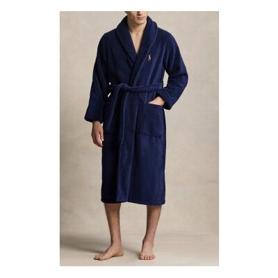 Polo Ralph Laurenvoor mannen. 714899683009 Navy fleece ochtendjas met sjaalkraag (XXL), Homewear, Katoen, Marineblauw Polo Ralph Laurenvoor mannen. 714899683009 Navy fleece ochtendjas met sjaalkraag (XXL), Homewear, Katoen, Marineblauw