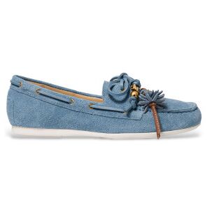Michael Korsvoor vrouwen. 40S6FAFR2S Leren mocassins met blauw detail (38), Leer, Plat, Geen, Casual Michael Korsvoor vrouwen. 40S6FAFR2S Leren mocassins met blauw detail (38), Leer, Plat, Geen, Casual