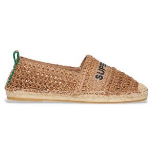 Superdryvoor vrouwen. WF110303A Bruine espadrilles met raffia borduursel (37), Stof, Plat, Geen, Casual Superdryvoor vrouwen. WF110303A Bruine espadrilles met raffia borduursel (37), Stof, Plat, Geen, Casual
