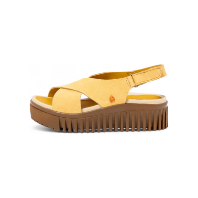 Artvoor vrouwen. 1157431GB003_0MU Leren sandalen 1574 Brighton geel (37), Leer, 3 tot 5 cm, Klittenband, Casual Artvoor vrouwen. 1157431GB003_0MU Leren sandalen 1574 Brighton geel (37), Leer, 3 tot 5 cm, Klittenband, Casual