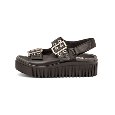 Artvoor vrouwen. 115791101003_001 Leren sandalen 1579 Brighton zwart (36), Leer, 3 tot 5 cm, Gesp, Casual Artvoor vrouwen. 115791101003_001 Leren sandalen 1579 Brighton zwart (36), Leer, 3 tot 5 cm, Gesp, Casual