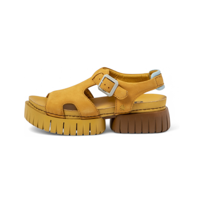 Artvoor vrouwen. 1188211F5003_024 Leren sandalen 1882 geel (41), Leer, 3 tot 5 cm, Gesp, Casual Artvoor vrouwen. 1188211F5003_024 Leren sandalen 1882 geel (41), Leer, 3 tot 5 cm, Gesp, Casual