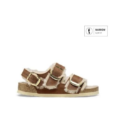Birkenstockvoor vrouwen. 1025455 Sandalen Milano Big Buckle (Smalle Pasvorm) bruin (40), Plat, Gesp, Casual Birkenstockvoor vrouwen. 1025455 Sandalen Milano Big Buckle (Smalle Pasvorm) bruin (40), Plat, Gesp, Casual