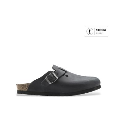 Birkenstockvoor vrouwen. 59463 Leren Boston Klompen (Smalle Pasvorm) zwart (39), Leer, Plat, Geen, Casual Birkenstockvoor vrouwen. 59463 Leren Boston Klompen (Smalle Pasvorm) zwart (39), Leer, Plat, Geen, Casual