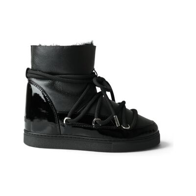 Inuikiivoor vrouwen. 1001.004.0052 Leren Gloss Wedge laarzen zwart (36), Leer, 3 tot 5 cm, Veters, Casual Inuikiivoor vrouwen. 1001.004.0052 Leren Gloss Wedge laarzen zwart (36), Leer, 3 tot 5 cm, Veters, Casual