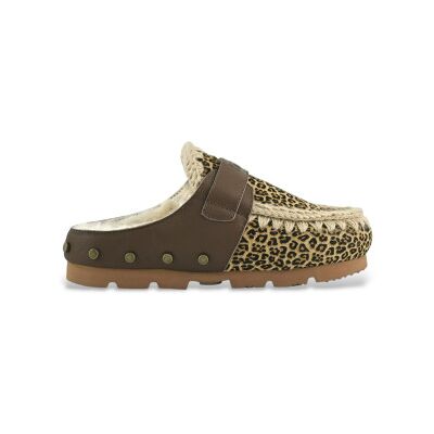 Mouvoor vrouwen. MU.FW431009D Leren klompen met ponyskin dierenprint (36), Leer, Plat, Geen, Casual Mouvoor vrouwen. MU.FW431009D Leren klompen met ponyskin dierenprint (36), Leer, Plat, Geen, Casual
