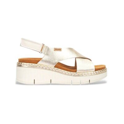 Pikolinosvoor vrouwen. W0K-0606CLC1 Gouden Gomera leren sandalen (39), Leer, Goudkleurig, 5 tot 8 cm, Gesp, Casual Pikolinosvoor vrouwen. W0K-0606CLC1 Gouden Gomera leren sandalen (39), Leer, Goudkleurig, 5 tot 8 cm, Gesp, Casual