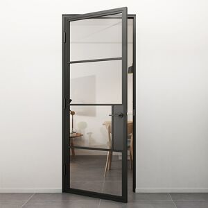 Loftdeur Stalen Deur - Binnendeur Met Klink Linksdraaiend Helder Glas 231,5x93 - Zwart - Incl. Kozijn