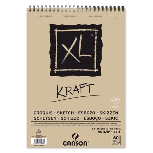 Canson Schetsblok canons xl kraft a4 spiraal 60v 90gr