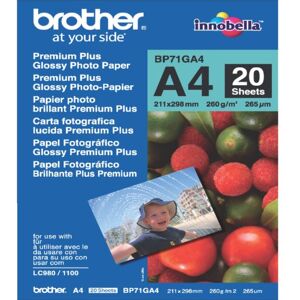 Inkjetpapier brother bp-71 a4 glans 260gr 20 vel Inkjetpapier brother bp-71 a4 glans 260gr 20 vel