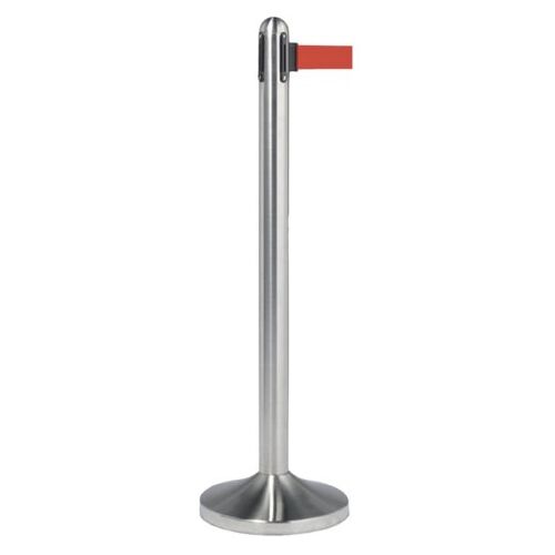 Afzetpaal securit rvs met rolband 210cm rood