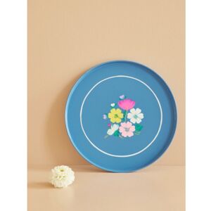 Rice ronde metalen dienblad - 38cm - Blauw Rice ronde metalen dienblad - 38cm - Blauw