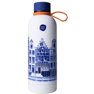 Heinen delfts blauw waterfles grachtenpanden Heinen delfts blauw waterfles grachtenpanden