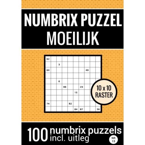Brave New Books Puzzelboek Met 100 Numbrix Puzzels Voor Ver Gevorderden - Nr.13- Numbrix Puzzel Moeilijk - Puzzelboeken & Meer