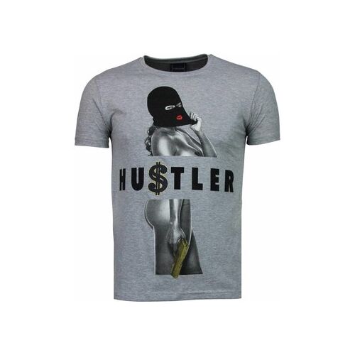 T-shirt Korte Mouw Local Fanatic Hustler Rhinestone Grijs EU XXL,EU XL,EU 3XL Man