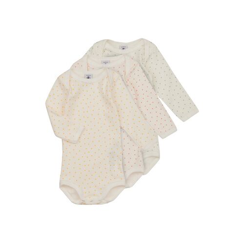 Pyjama's / nachthemden Petit Bateau BODY US ML CUR DE BEURRE PACK X3 Wit 3 maanden,6 maanden,18 maanden Boy