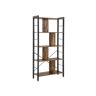Mazazu - Boekenkast met 4 niveaus, vrijstaande plank, boekenkast, kantoorplank, industrieel ontwerp, voor woonkamer, kantoor, studeerkamer, groot, metalen frame, vintage bruin-zwart Saar