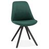 Alterego Vintage stoel 'RICKY' in groen fluweel en poten in zwart hout
