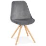 Alterego Vintage 'RICKY' stoel in grijs fluweel met poten in natuurlijk hout