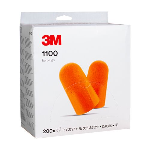 3M 1100 oordoppen - 200 paar   Werk oordoppen 3M 37 dB Met konische vorm.