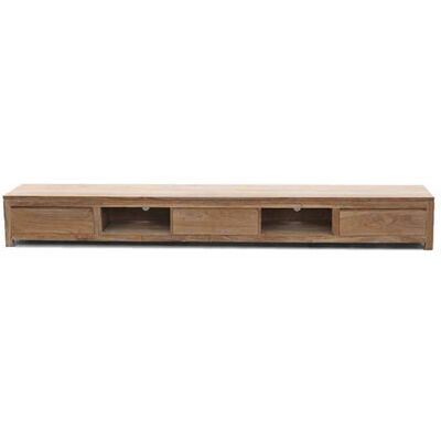 TV-meubel Corona 300 cm - Teakhout - Naturel - Tower Living Naturel TV-meubel Corona 300 cm - Teakhout - Naturel - Tower Living Naturel