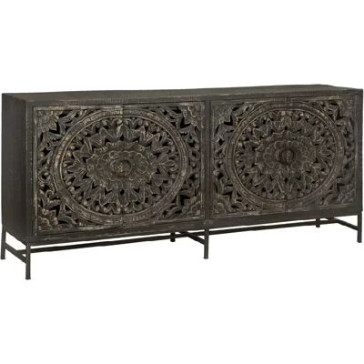 Dressoir Casina - Teakhout - Metaal - Zwart - Tower Living Zwart Dressoir Casina - Teakhout - Metaal - Zwart - Tower Living Zwart