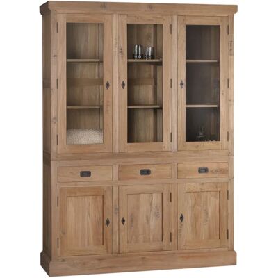 Vitrinekast Asten - 3 Deurs - Oud Teakhout - WGXL Collection Naturel Vitrinekast Asten - 3 Deurs - Oud Teakhout - WGXL Collection Naturel