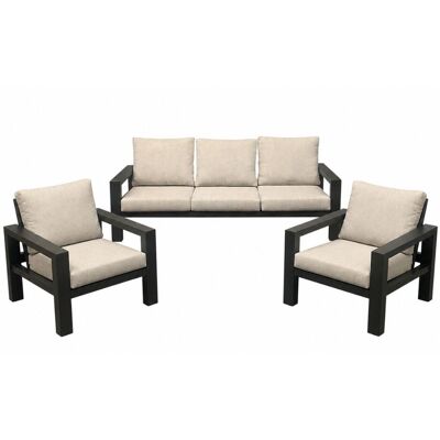 Loungeset Montana - Aluminium - Antraciet - 3-delig - Qopps Antraciet Loungeset Montana - Aluminium - Antraciet - 3-delig - Qopps Antraciet