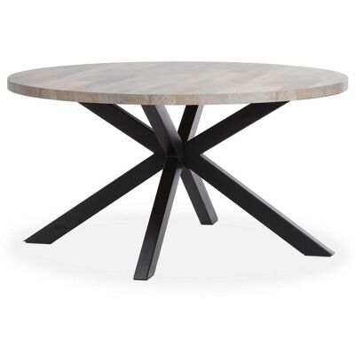 Eettafel Charles - Lamulux - Rond - Maxfurn Old teak Eettafel Charles - Lamulux - Rond - Maxfurn Old teak