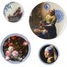 Heinen Delfts Blauw Wandborden mix 2 Vermeer set van 4