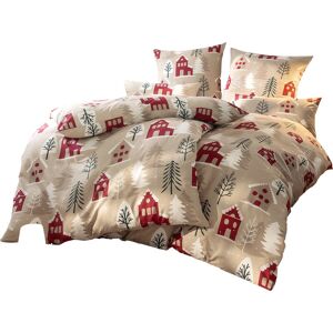 Bedtextiel 80x80/135x200 cm beige/donkerrood bedrukt unisex Bedtextiel 80x80/135x200 cm beige/donkerrood bedrukt unisex