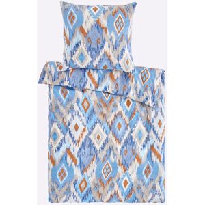 Bedtextiel 135x200 cm + 80x80 cm middenblauw/ivoor bedrukt unisex Bedtextiel 135x200 cm + 80x80 cm middenblauw/ivoor bedrukt unisex