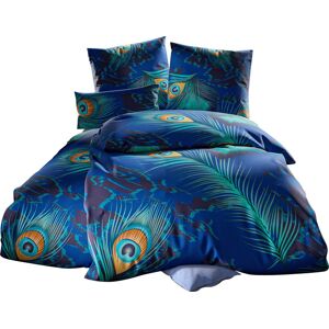 Bedtextiel 80x80/135x200 cm koningsblauw/blauwgroen bedrukt unisex Bedtextiel 80x80/135x200 cm koningsblauw/blauwgroen bedrukt unisex