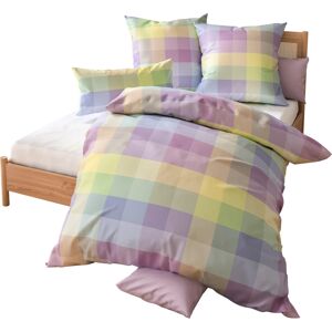 wäschepur - Feinbiber - rose-blue ruit - bedlinnen set wäschepur - Feinbiber - rose-blue ruit - bedlinnen set