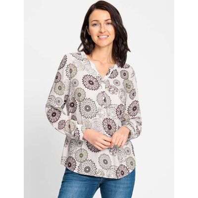 Blouse met lange mouwen 36 ecru/bordeaux bedrukt Dames Blouse met lange mouwen 36 ecru/bordeaux bedrukt Dames