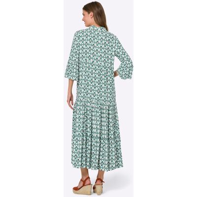Maxi-jurk 34 smaragdgroen/apricot bedrukt Dames Maxi-jurk 34 smaragdgroen/apricot bedrukt Dames