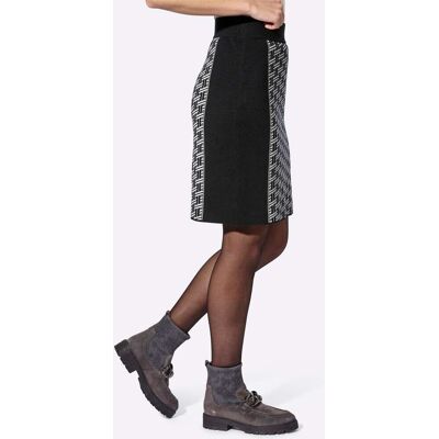 Tricot rok 34 zwart/ecru gedessineerd Dames Tricot rok 34 zwart/ecru gedessineerd Dames