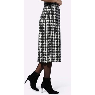 Tricot rok 34 zwart/ecru gedessineerd Dames Tricot rok 34 zwart/ecru gedessineerd Dames
