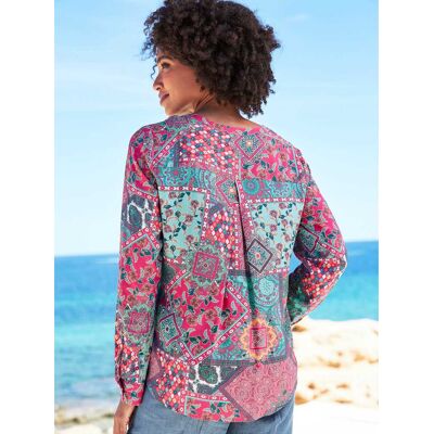 Blouse met lange mouwen 34 aardbei/oceaan bedrukt Dames Blouse met lange mouwen 34 aardbei/oceaan bedrukt Dames