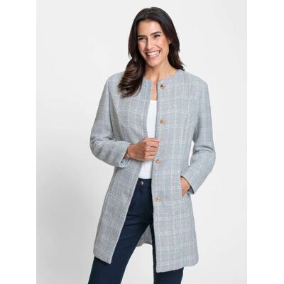 Lange blazer 36 lichtblauw/ecru geruit Dames Lange blazer 36 lichtblauw/ecru geruit Dames