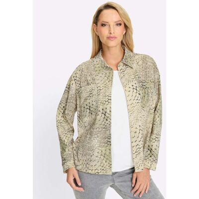 Jerseyblouse 34 kaki/zand/bedrukt Dames Jerseyblouse 34 kaki/zand/bedrukt Dames