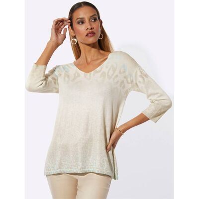 Pullover met 3/4-mouwen 36 sesam/champagne bedrukt Dames Pullover met 3/4-mouwen 36 sesam/champagne bedrukt Dames