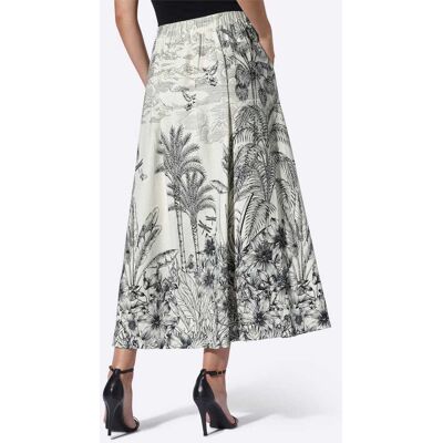 Geweven rok 34 ecru/zwart geprint Dames Geweven rok 34 ecru/zwart geprint Dames