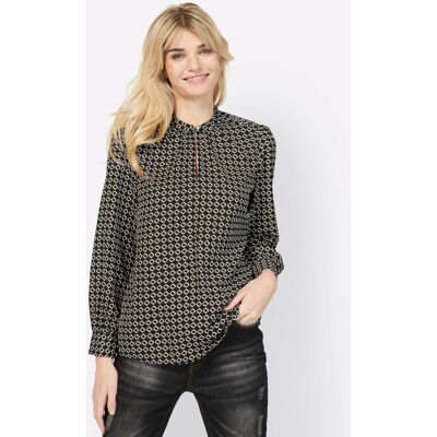 Blouse met lange mouwen 34 zwart/camel bedrukt Dames Blouse met lange mouwen 34 zwart/camel bedrukt Dames