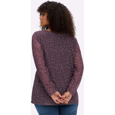 Shirt met lange mouwen 40/42 aubergine/mauve bedrukt Dames Shirt met lange mouwen 40/42 aubergine/mauve bedrukt Dames