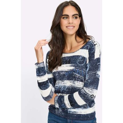 Pullover met lange mouwen 34 jeansblauw/ecru bedrukt Dames Pullover met lange mouwen 34 jeansblauw/ecru bedrukt Dames