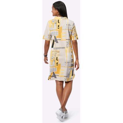 Jersey jurk 36 oker/zand bedrukt Dames Jersey jurk 36 oker/zand bedrukt Dames