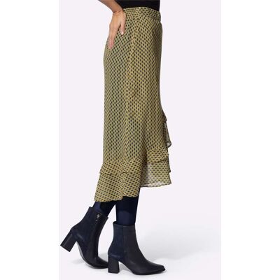 Rok van volant 34 donkerblauw/oker bedrukt Dames Rok van volant 34 donkerblauw/oker bedrukt Dames